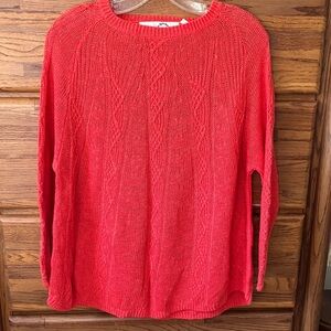 Vibrant Orange/Red Cotton Crew Neck Sweater